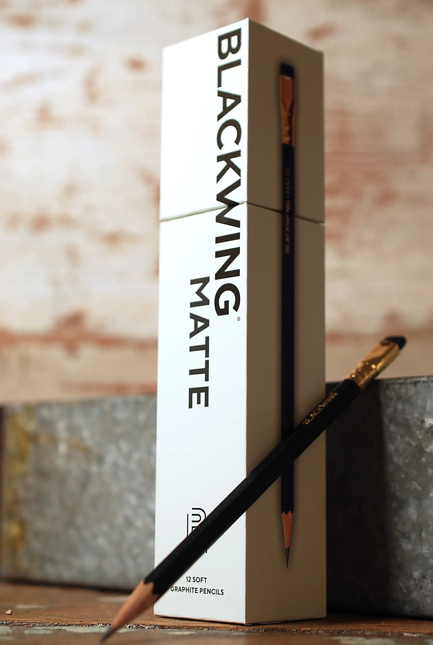 Blackwing Matte Pencils, Soft Graphite, Replaceable Eraser, Box of 12