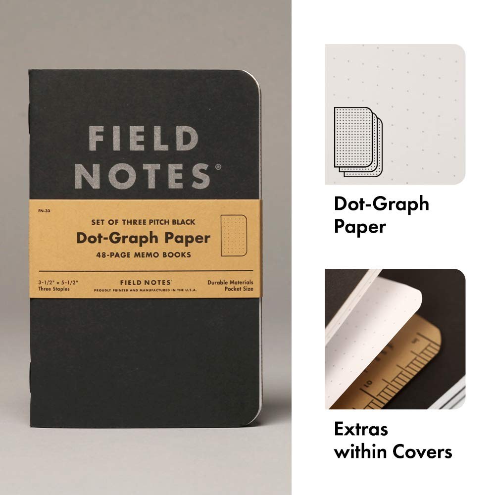 The making of Field Notes Pitch Black Memo Book, Graph Paper, 3.5" x 5.5", Pack of 3