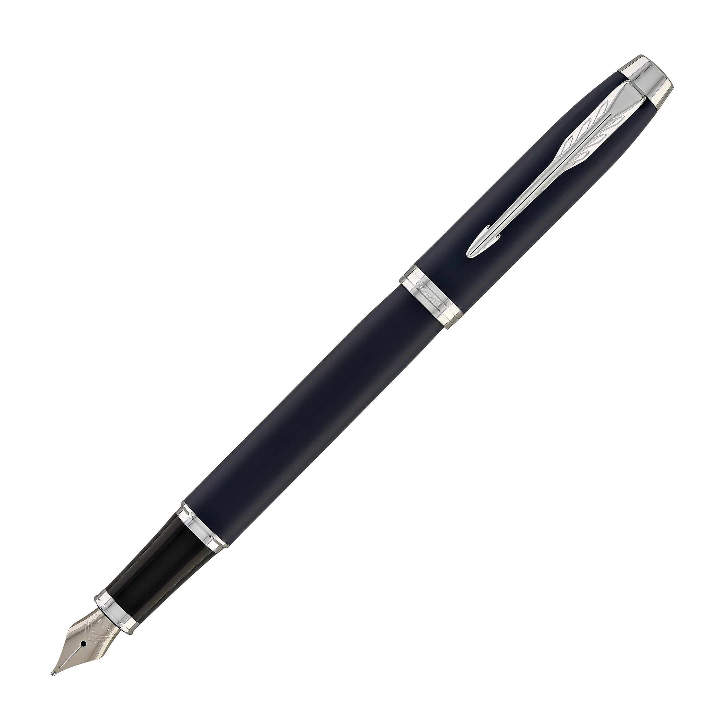 Parker IM Fountain Pen, Matte Blue Lacquer, Chrome Trim, Medium Nib