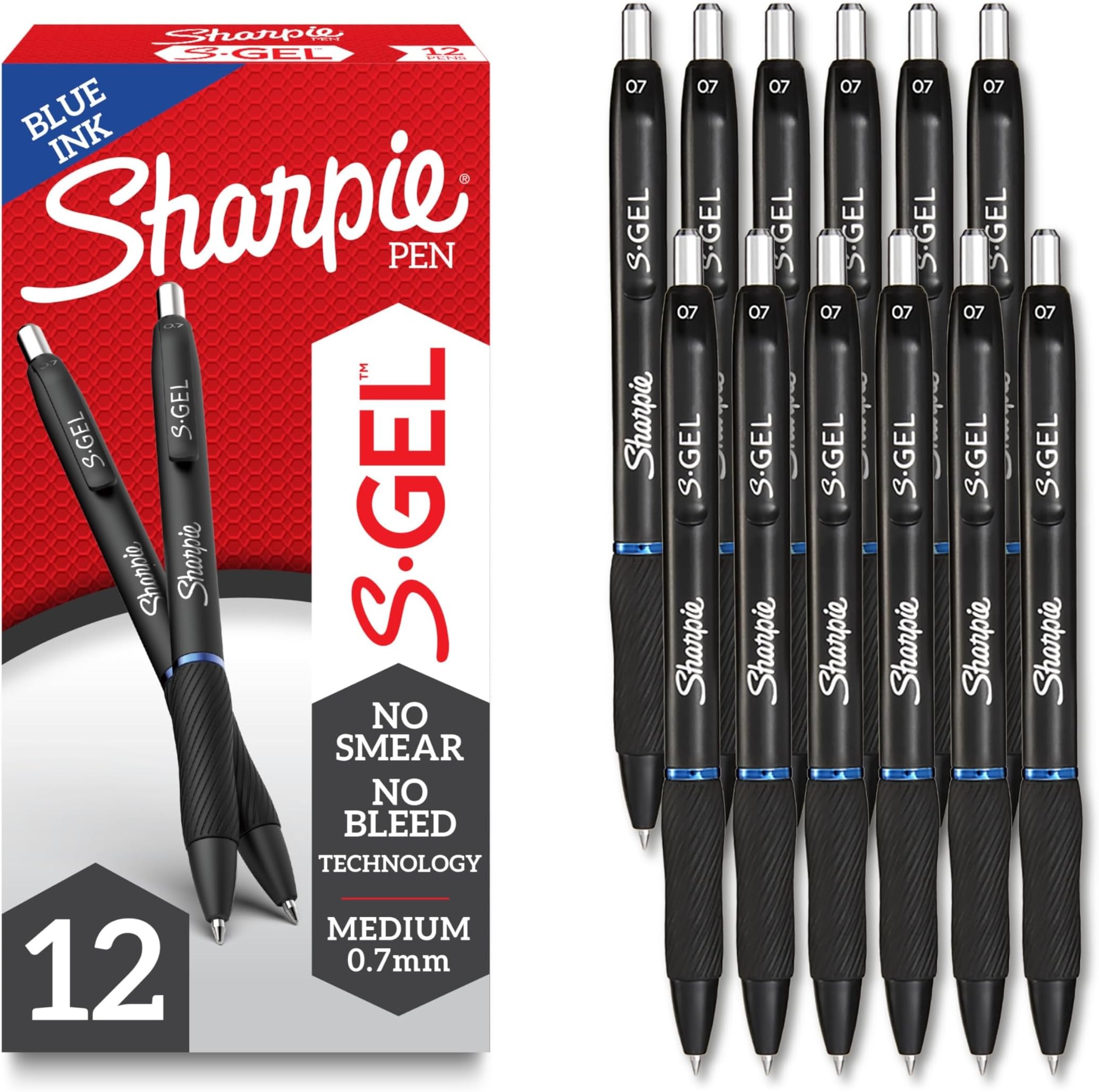 Sharpie S-Gel Retractable Gel Pens, 0.7mm, Black Ink, Pack of 4